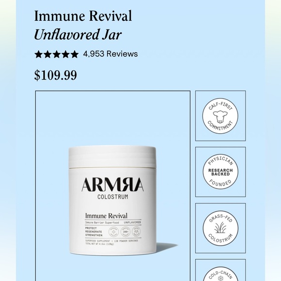 Amazon Other - Pure and potent ARMRA Colostrum™ concentrate. Strengthen your skin, lung, & gut